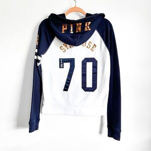 Victoria’s Secret PINK Blue White Syracuse Orange Hooded Zip Up Sweatshirt Small